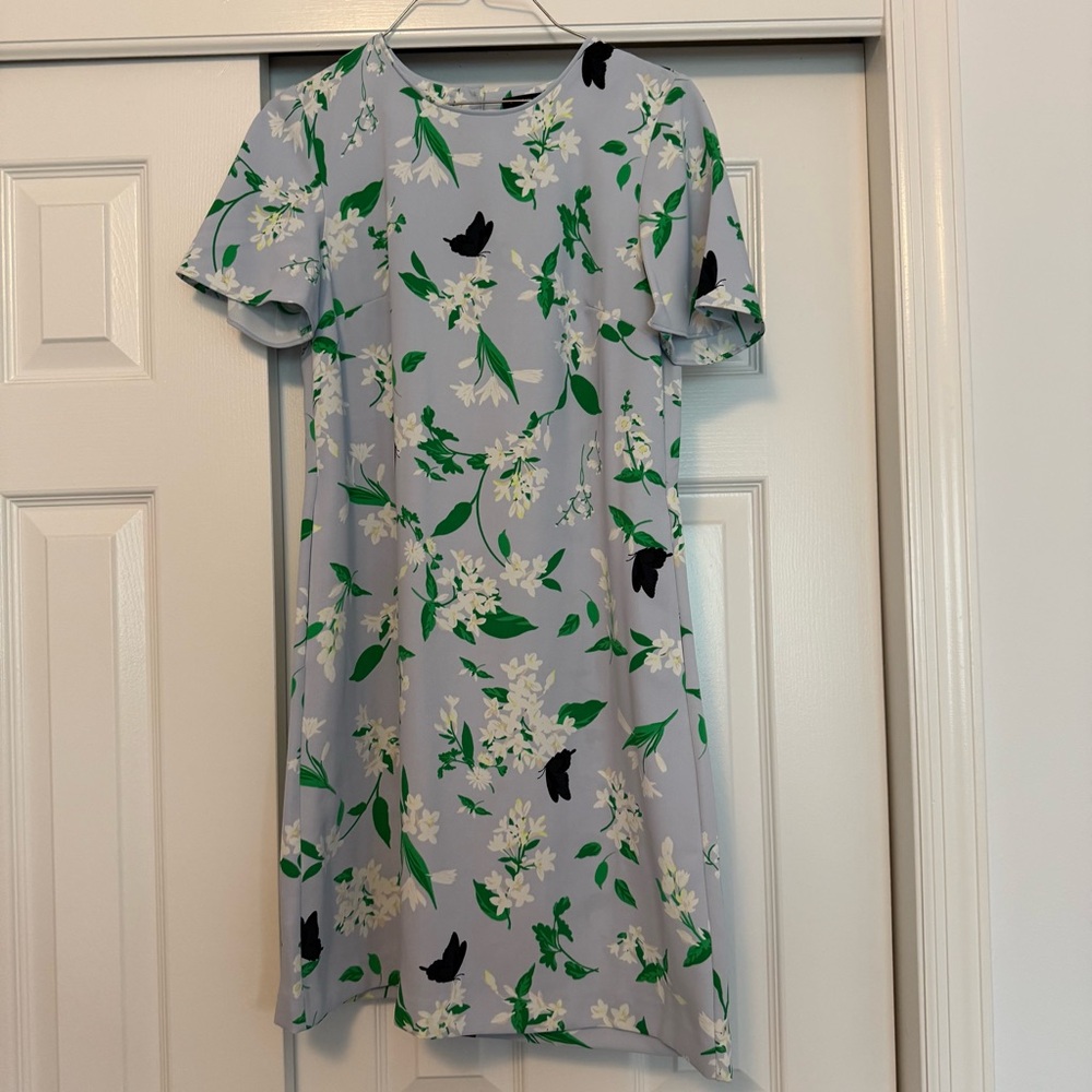 Ann Taylor Green and Blue Mini Sundress Casual Crew Neck